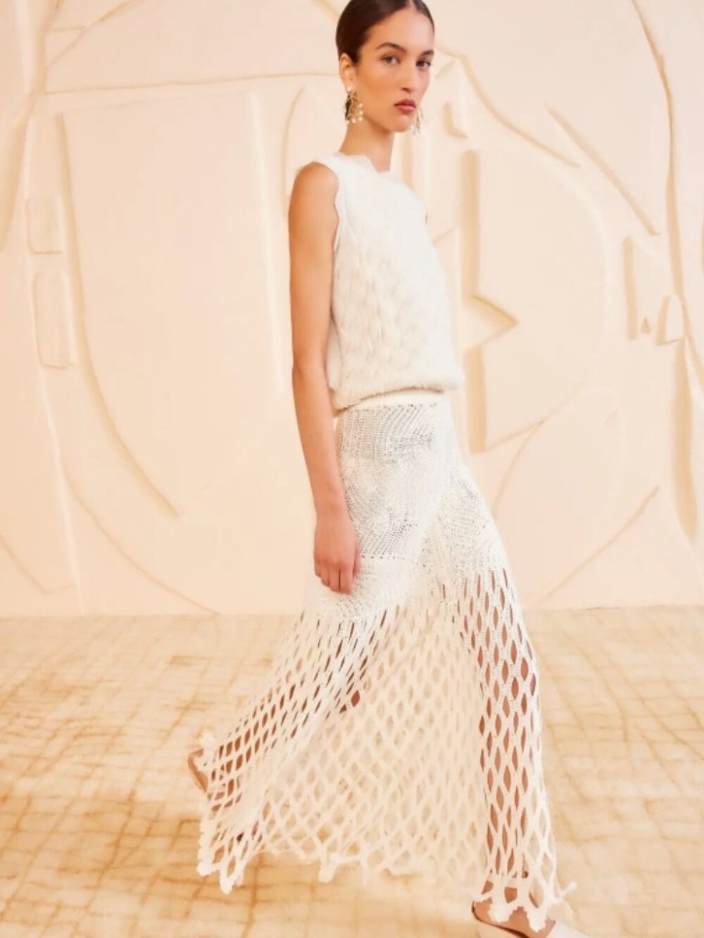 NWOT ULLA JOHNSON Lace Crochet Kalista Midi Skirt in Cowrie M/L $1,850 - Picture 3 of 7